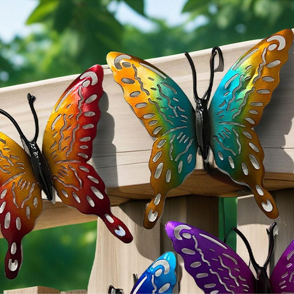 4Pcs Cute Butterfly Wall Art Hanging Creative Animal Statues Butterflies Sculpture Ornaments  Yard