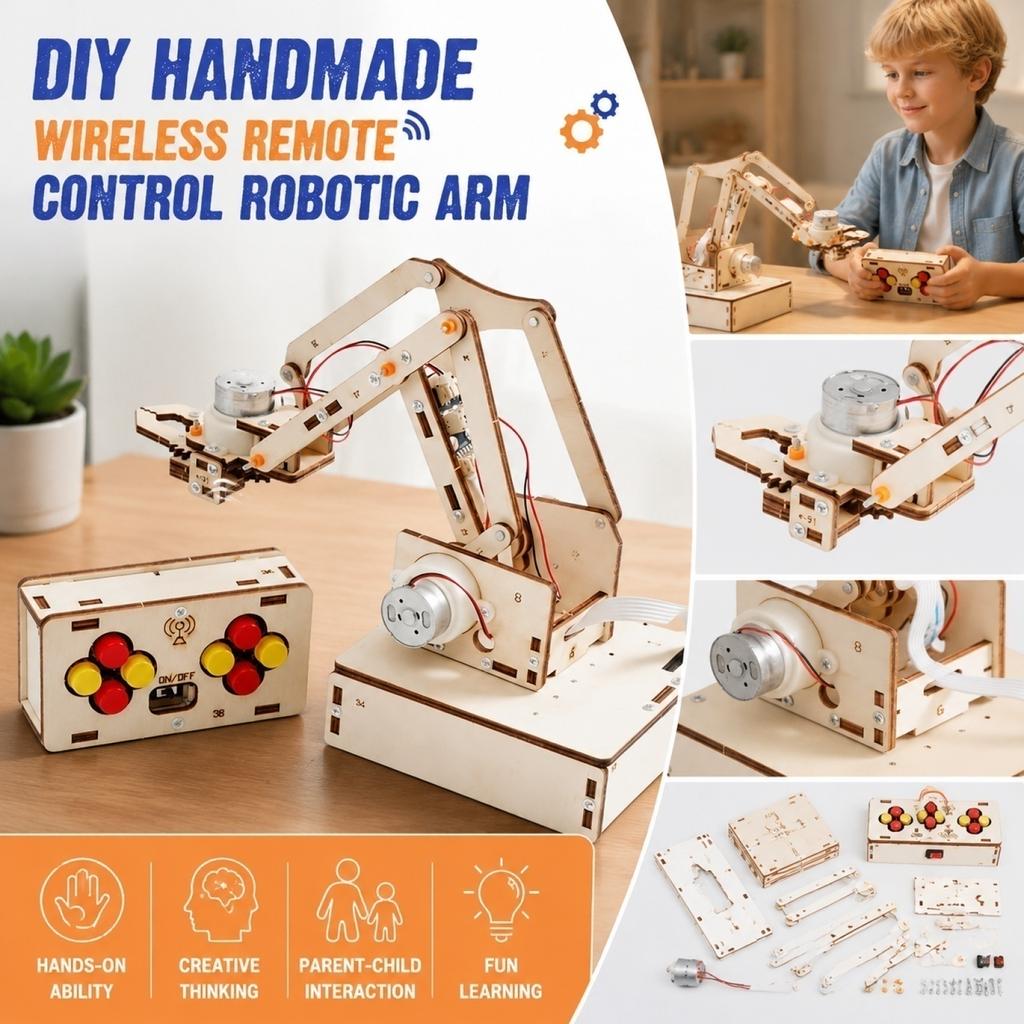 DIY Wireless Remote Control Mechanical Arm Kit Educational Assembly Model for STEM Learning and Robotics Practice Projects