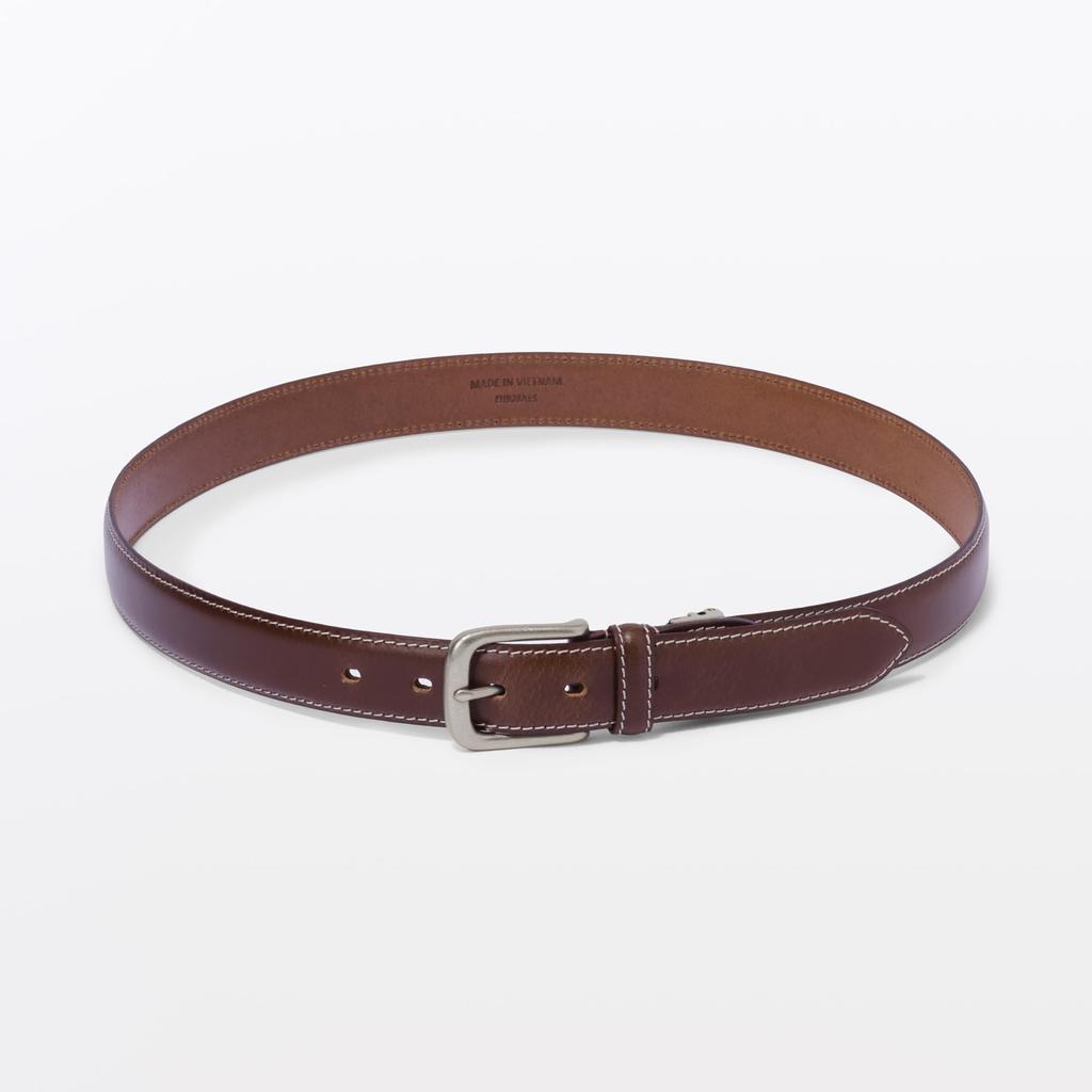 MUJI Vegetable Tanned Leather Adjustable Belt, Medium Width Stitching, Unisex, Adult, EHB28A6S, Dark Brown, Total Length 115cm