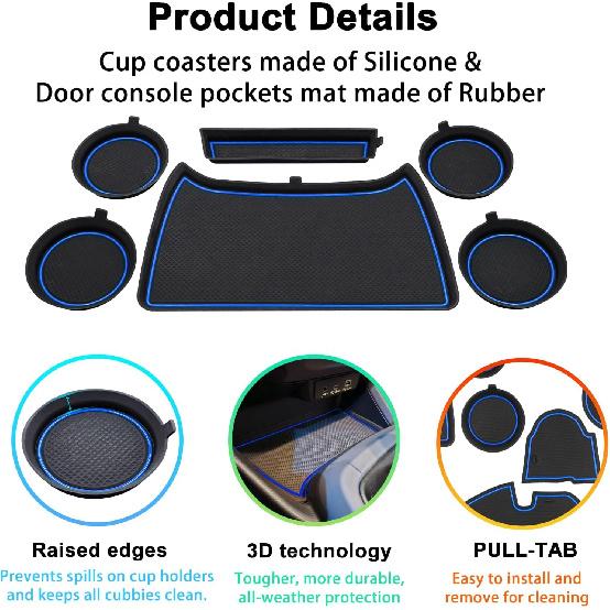 Center Console Liner For Subaru Crosstrek Accessories 2024 2025 2026, For Impreza Cup Holder Mat, Coaster Trim, Non-Slip Dust Interior, Door Slot