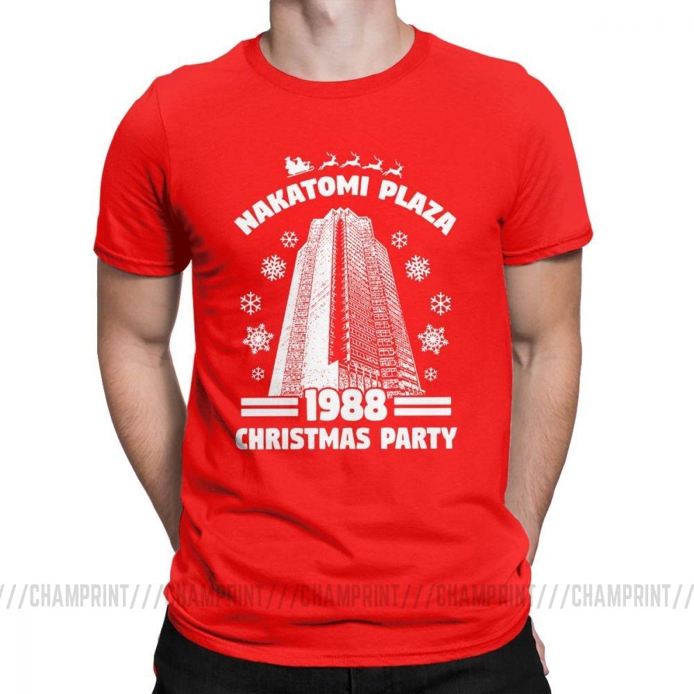 Mens T Shirt Nakatomi Plaza Funny Die Hard Christmas Party 1988 Tee Shirt O Neck Clothes Cotton 4XL 5XL TShirt S
