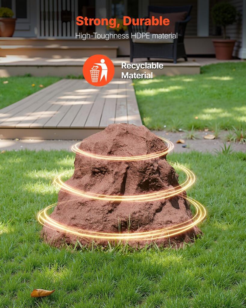 Faux Rock Cover, Outdoor Fake Rock Well Pump Cover, Realistic Natural Texture, Lightweight & Weather-Resistant Polyresin Artificial Boulder for