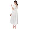Women Summer White Short Sleeves Cotton Nightwear Simple Round Neck Mid-Calf Loose Nightdress Casual Plus Size Nightgowns New