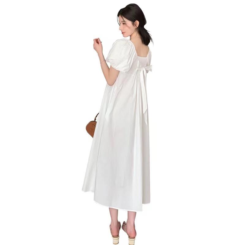 Women Summer White Short Sleeves Cotton Nightwear Simple Round Neck Mid-Calf Loose Nightdress Casual Plus Size Nightgowns New