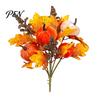 Artificial Fall Bouquet with Fabric Pumpkins Maple Leaves Wheat Berries, Fake Flowers And Autumn Home Decor for Thanksgiving Centerpieces, Seasonal