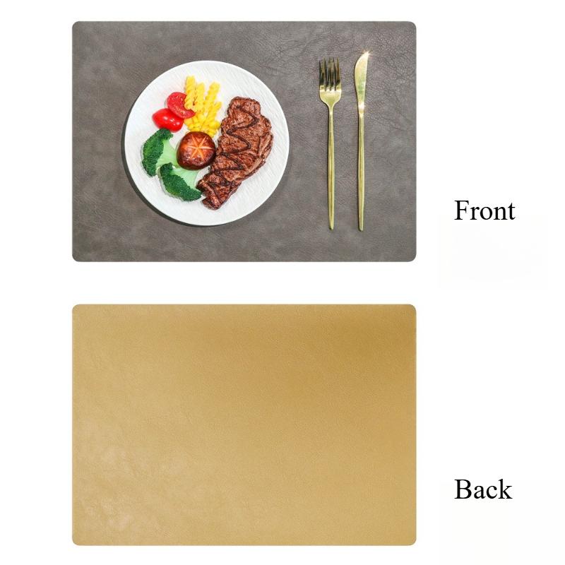 Cowhide Texture PVC Leather Placemat Waterproof Oil-Resistant Heat-Resistant Non-Slip Table Mats Elegant Dining 43x30cm
