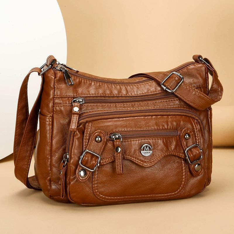 New Fashionable Large-capacity Shoulder Bag, Lightweight and Versatile Pu Soft Leather Messenger Bag, Medium Female Simple Mother Bag