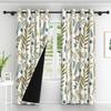 2pcs Green Leaves Window Curtains Boho Style Modern Bedroom Blackout Curtains Blue Flowers Natural Plants Curtains Living Room
