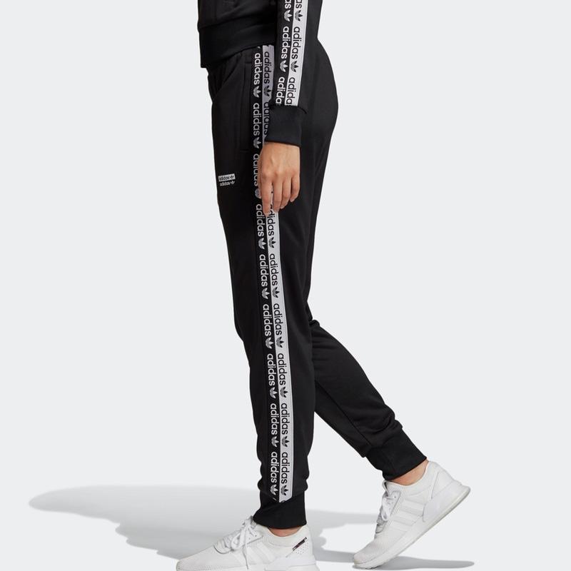 Adidas Originals Side Logo Print Casual Knit Retro Sport Splicing Knit Pants Women Pants Black FI7114