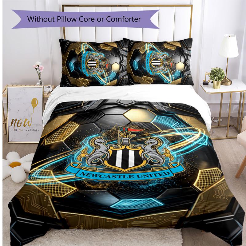 Newcastle United Football Printed 3 Pieces Bedding Set, Comfortable Skin Friendly Bedroom Duvet Cover Set