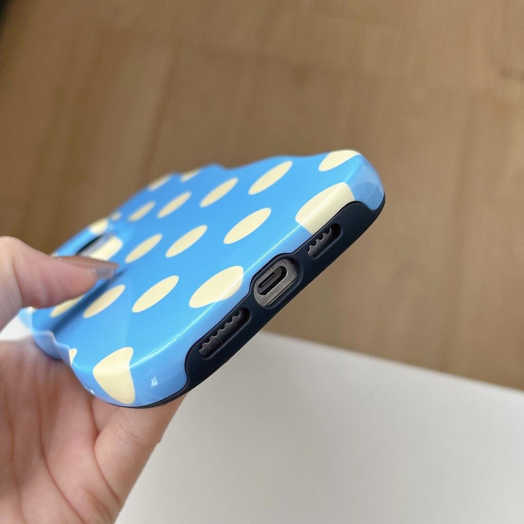 INS Cute Wave Polka Dot Phone Protect Case For iPhone 16 15 14 13 Pro Max Girls Women Hit Color Stripe Pattern Shockproof Cover