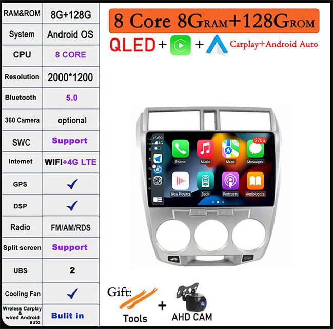 9 Lnch For Honda City 2008 -2013 Car Radio Multimedia Video Player Navigation GPS Head Unit BT