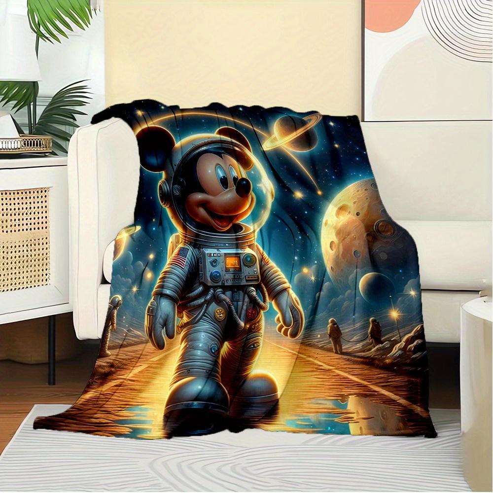 1pc Flannel Space Adventure Mickey Astronaut Pattern Bed Throw Blanket, Suitable for Sofa Blanket, Unique Gift Choice