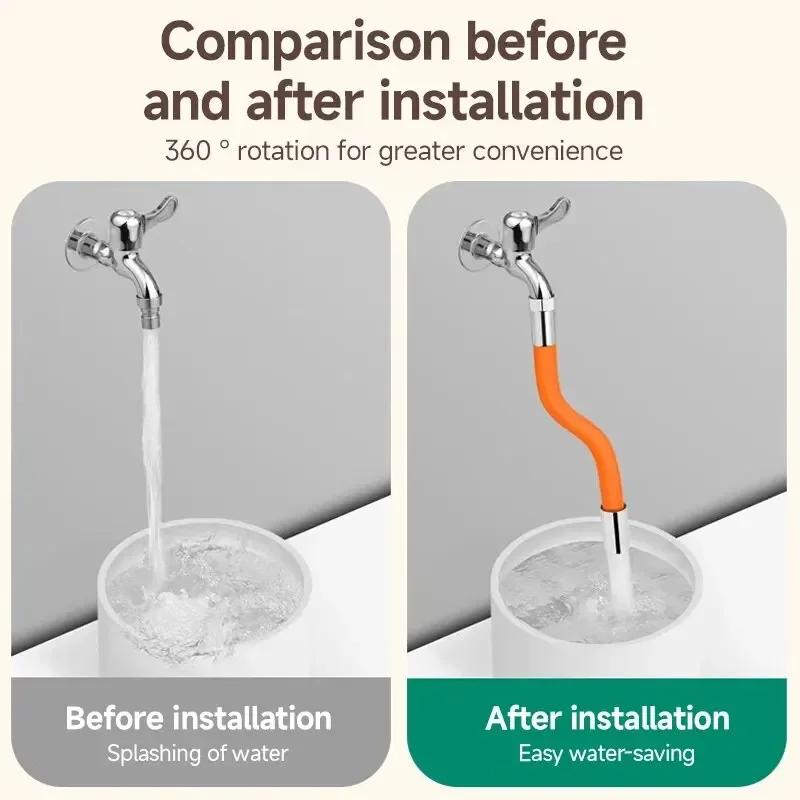 Silicone Flexible Hose Kitchen Faucet Extension Extender Universal 360° Rotating Water Tap Pipe Tube for Bathroom Wash Basin