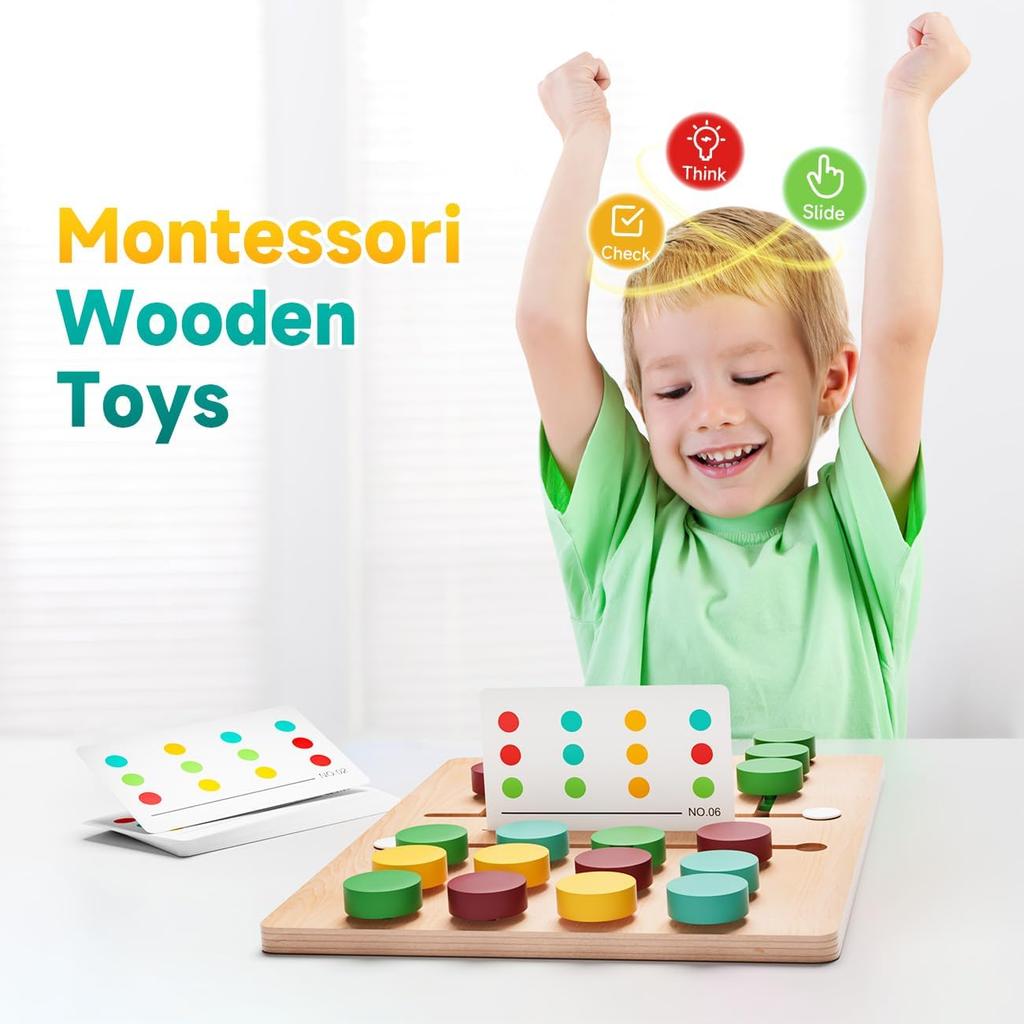 Farbzuordnungsspiel für Kinder Montessori Schiebpuzzle Gedächtnisspiel Denkspiel Reisespielzeug für Jungen & Mädchen