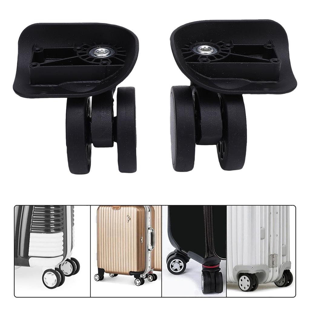 2pcs Luggage Suitcase Double Row Wheels Black Quiet Universal Rotation Casters Replacement