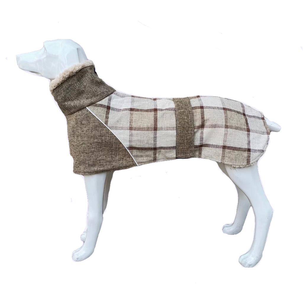 Hundekleidung Winter Dicke warme Hundejacke für kleine große Hunde Reflektierende winddichte Haustierkleidung Karierter Strom Schneehundemantel 3XL