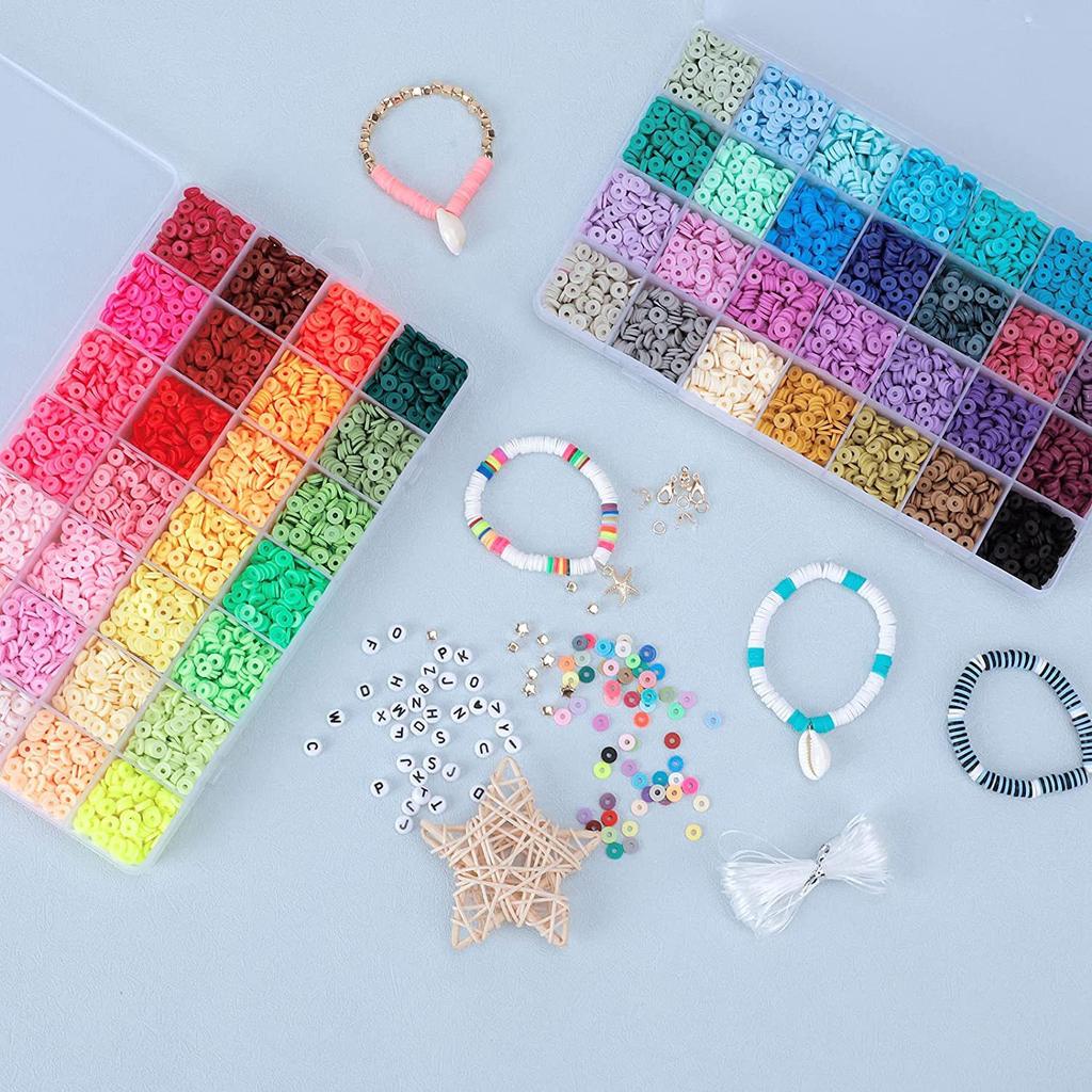 48-Color Soft Pottery Sheet Letter Bead Kit 6Mm Clay Bead Diy Jewelry Accessories Handmade Bracelet Beaded Material