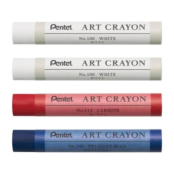 Pentel Crayon Art Crayon, набор из 4 цветов C 2: белый, кармин, берлинская лазурь