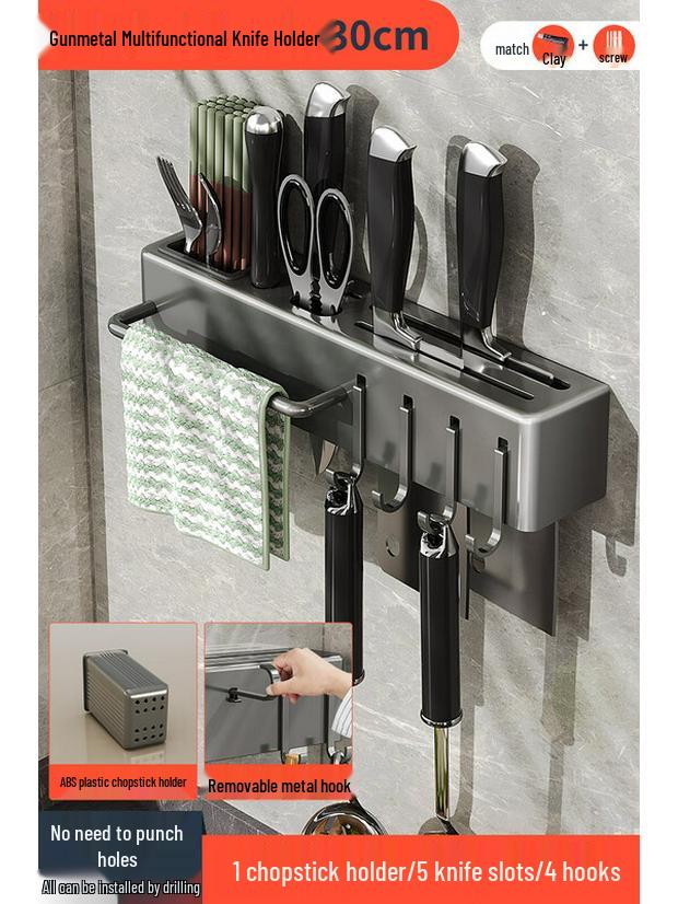 304 Stainless Steel Countertop Knife and Chopstick Holder