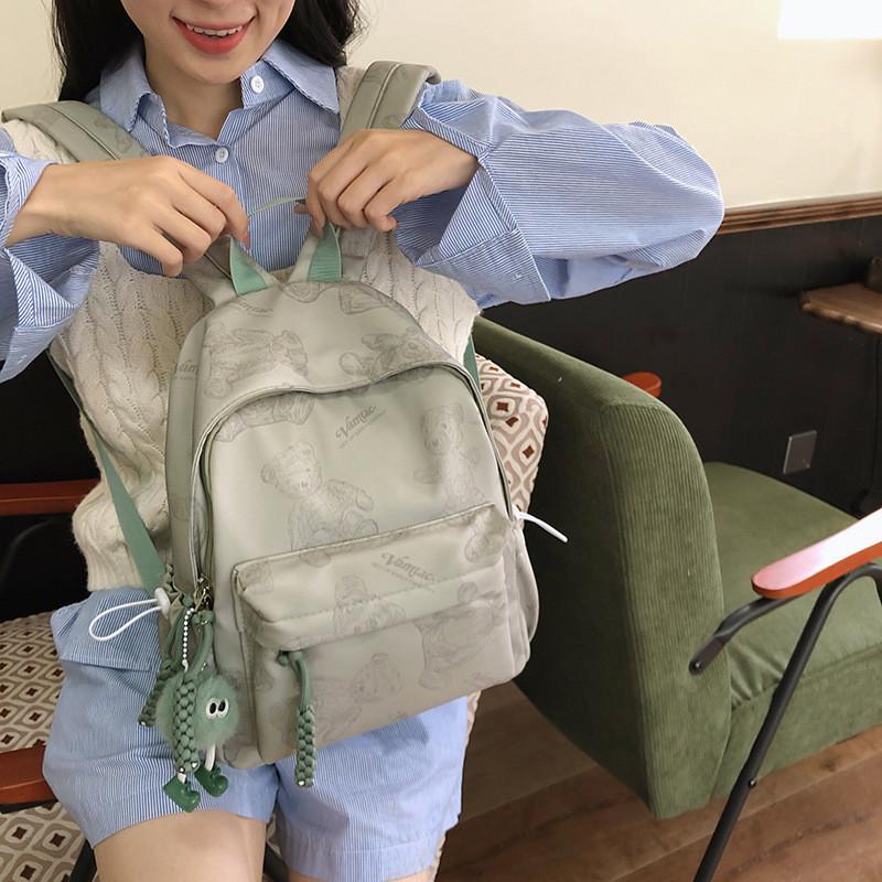 New Arrival Bear Pattern Dual Shoulder Bag Spacious And Versatile Bookbag For Travel Cartoon Anime Design Breathable Air Cushion Straps