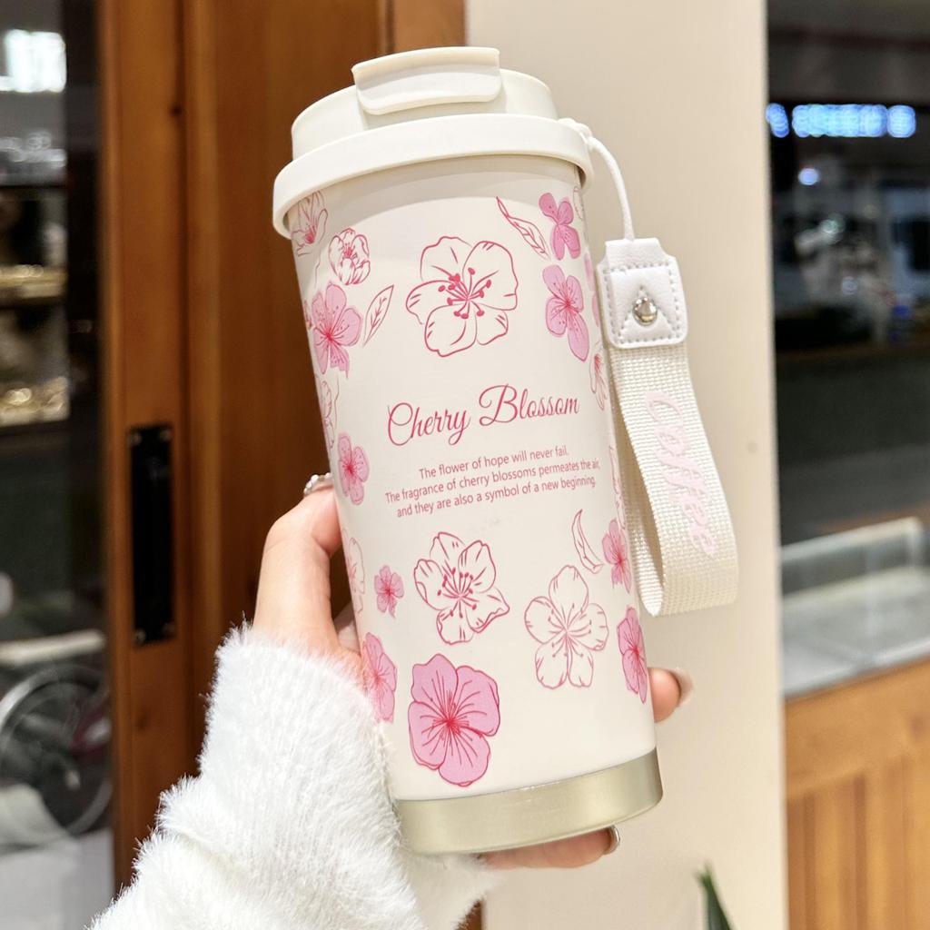 Isolerad Kaffemugg i Rostfritt Stål, Lily, för Resa: Sommarträdgårdsutgåva