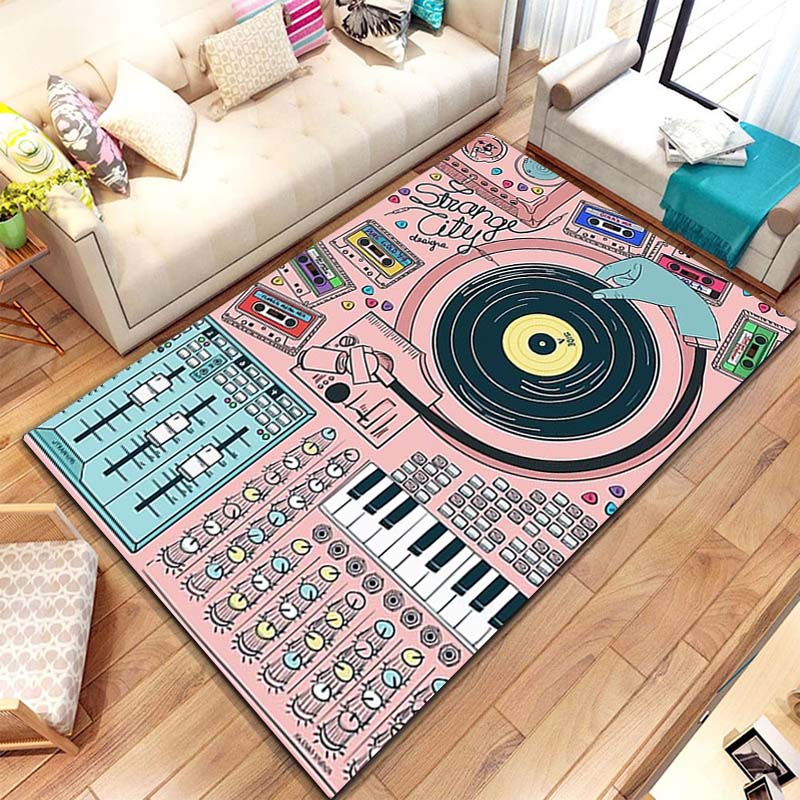 

Music Vinyl Disc Player Pattern Rug Carpet for Bedroom Living Room Kitchen Bathroom Floor Mat Home Decor Non-Slip Floor Pad Rug 40x60cm