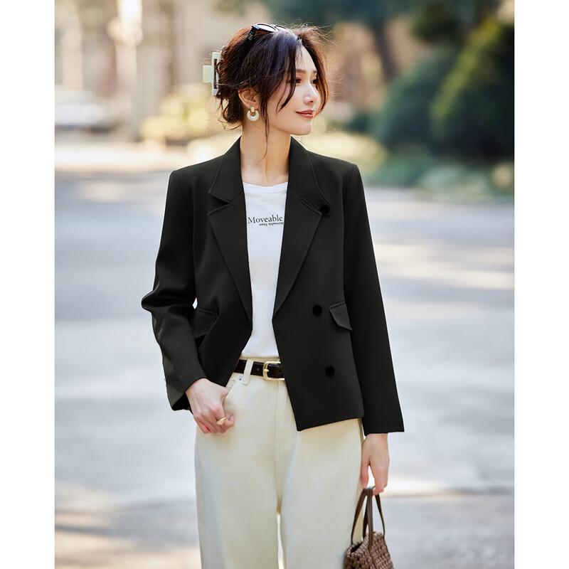 TERRE BLEUE Women's Double-Breasted Commuter Blazer