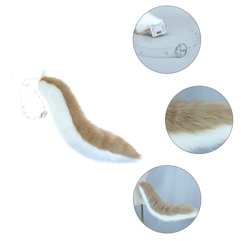 2 Stück für Katzenohren und Wolfshund Tier Schwanz Cosplay Kostüm Kunstfell Haarspange Kopfschmuck Halloween Geburtstagsfeier Plüsch S