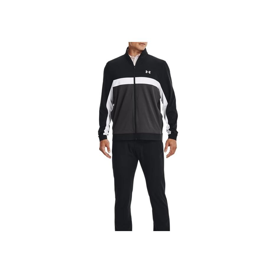 Under Armour Storm Color Block Striped Logo Zip Baseball Jacket Men Jackets Black 1370123-001