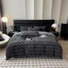 2025 New Autumn and Winter Simple Thickened Warm Wave Rabbit Fleece Four-piece Set - Bordeaux Series Sheet Sheet Sheet
