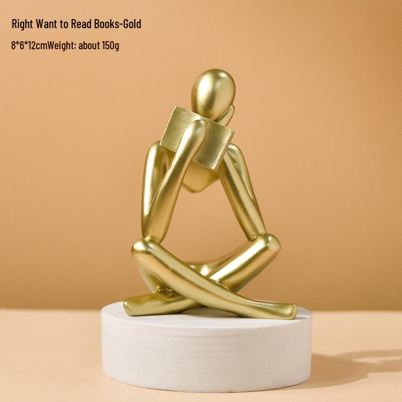 Abstract Resin Figure Ornament: Reading Statue for Bookshelf or Living Room Decor