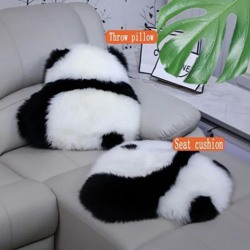 Super Cute Angry Panda Back View Throw Pillows 100% Wool / Artificial Wool Back Cushion for Bed Sofa Cushion Floor Cushions Cozy