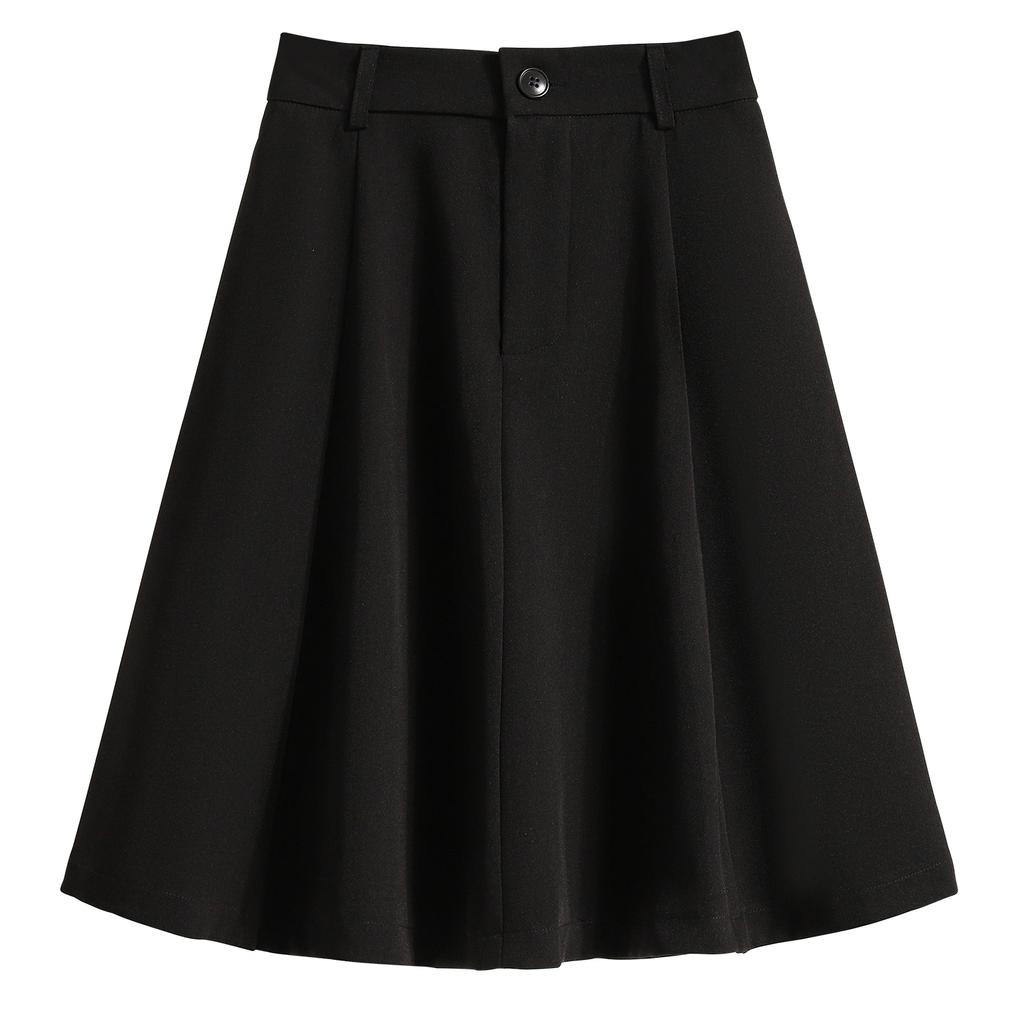DIMANAF 2025 Spring Summer Women Plus Size New Skirts Vintage Elastic Solid Loose Pleated Skirts High Waist