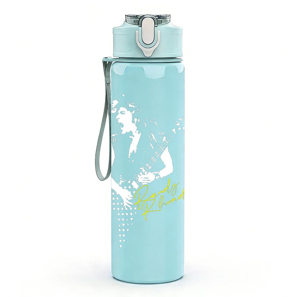 1PC Kiss of life dark band text print 750ml colorful plastic sports water bottle leakproof pop up lid with straw for outdoor work home use