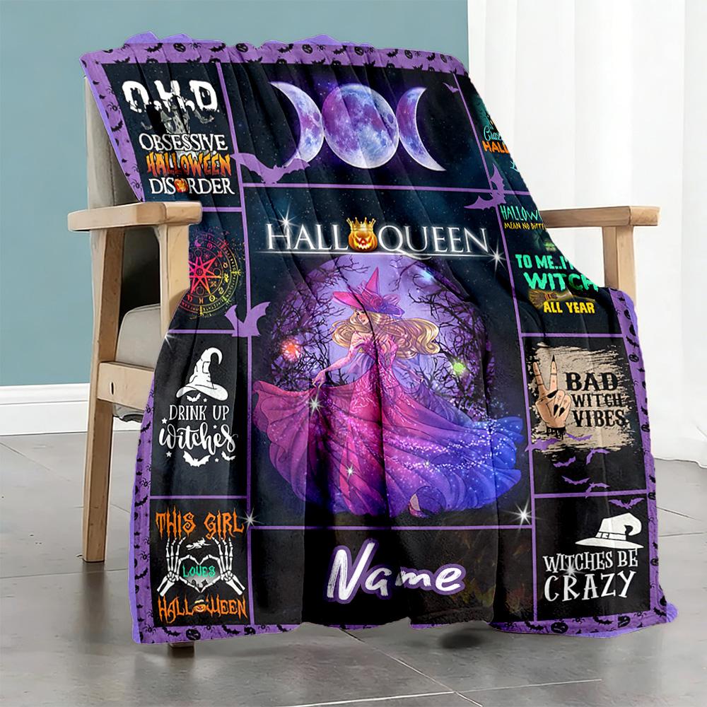 Witch Customize Text Blanket Multi-purpose Personalized Blanket Warmthful Decor for Couch Office Chair Livingroom Living Room for All Occasions