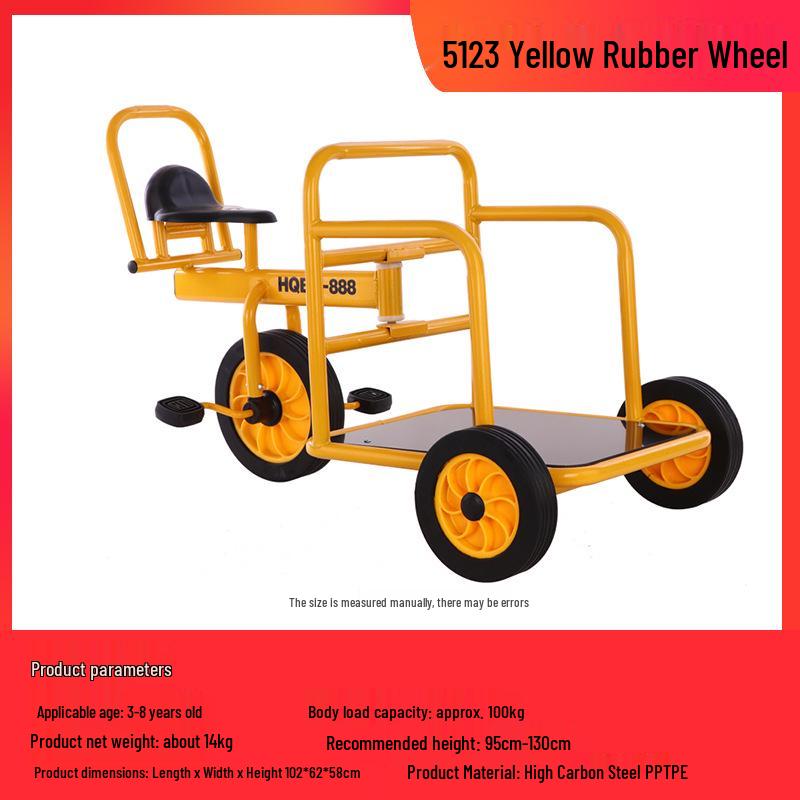 Children's Double Pedal Tricycle with Basket for Outdoor Play