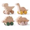 Developmental Cartoon Dinosaur Car Hand-decorated Wooden Block Toy  Baby Birthday Gift