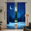 2Pcs Moon Curtain Winter Season Wonderland Starry Sky Night Forest Landscape Scenery For Bedroom Living Room And Dining Room B