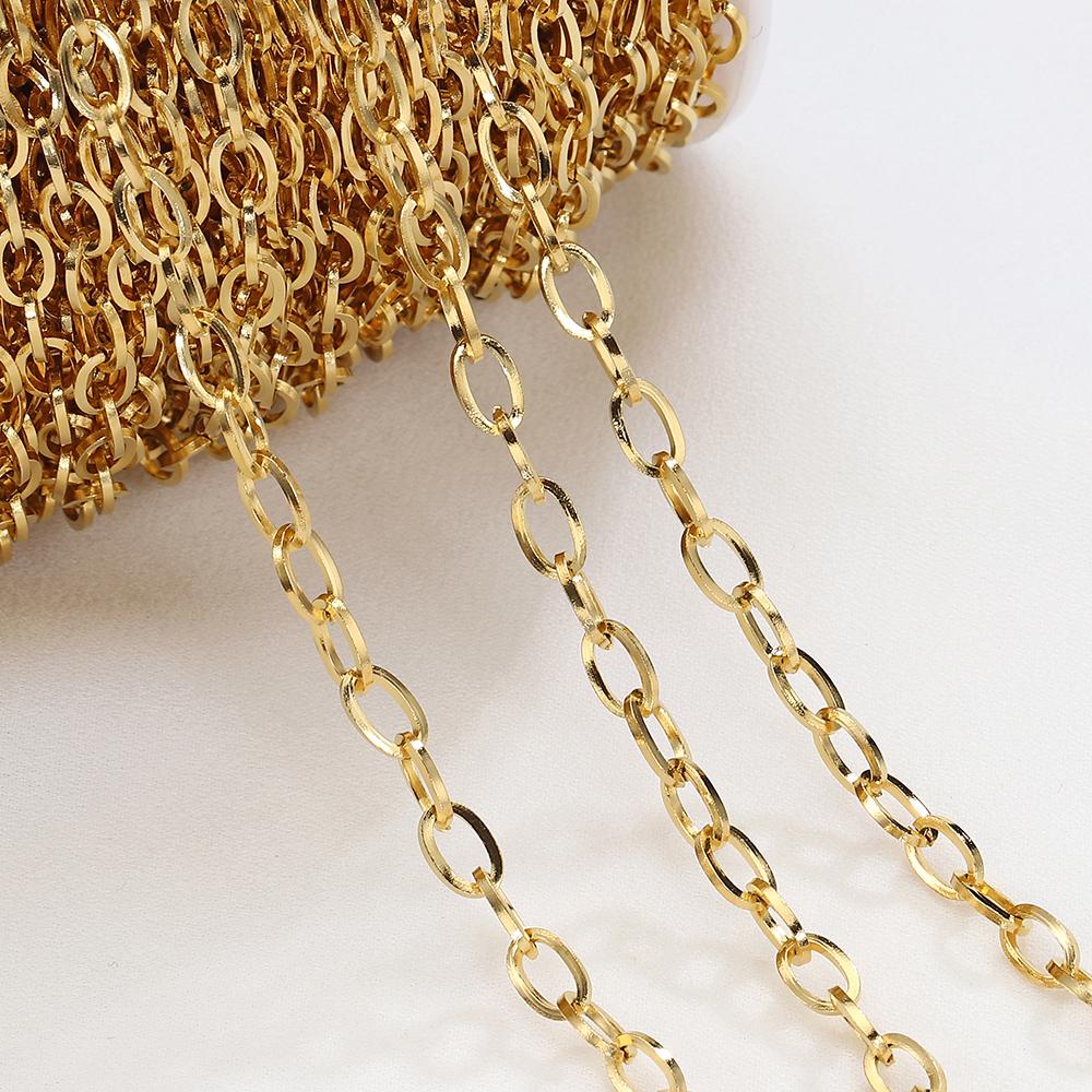 

1M Stainless Steel Frosted Cross Oval Link Chains Heavy Chunky Hip Hop Punk Chain DIY Jewelry Making Materials Necklace Bracelet 1meter