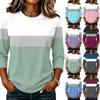 Haut Pull Casual pour Femme Manches Raglan Manches Trois Quarts Col Rond Rayé Bloc de Couleurs Imprimé