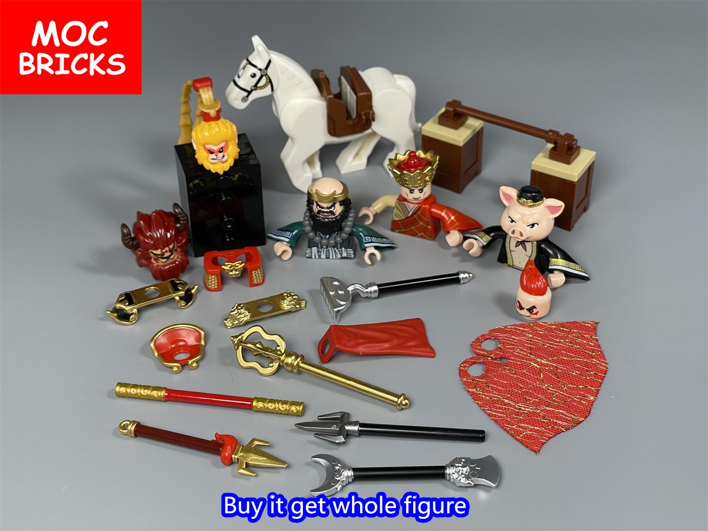 MOC Bausteine Reise nach Westen Wukong Affe Sun Ba Jie Anime Zeichentrickfigur Pädagogische Bausteine Spielzeug Für Kinder