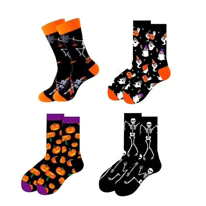 Men's Autumn and Winter Fashion New Halloween Pumpkin Funny High Socks