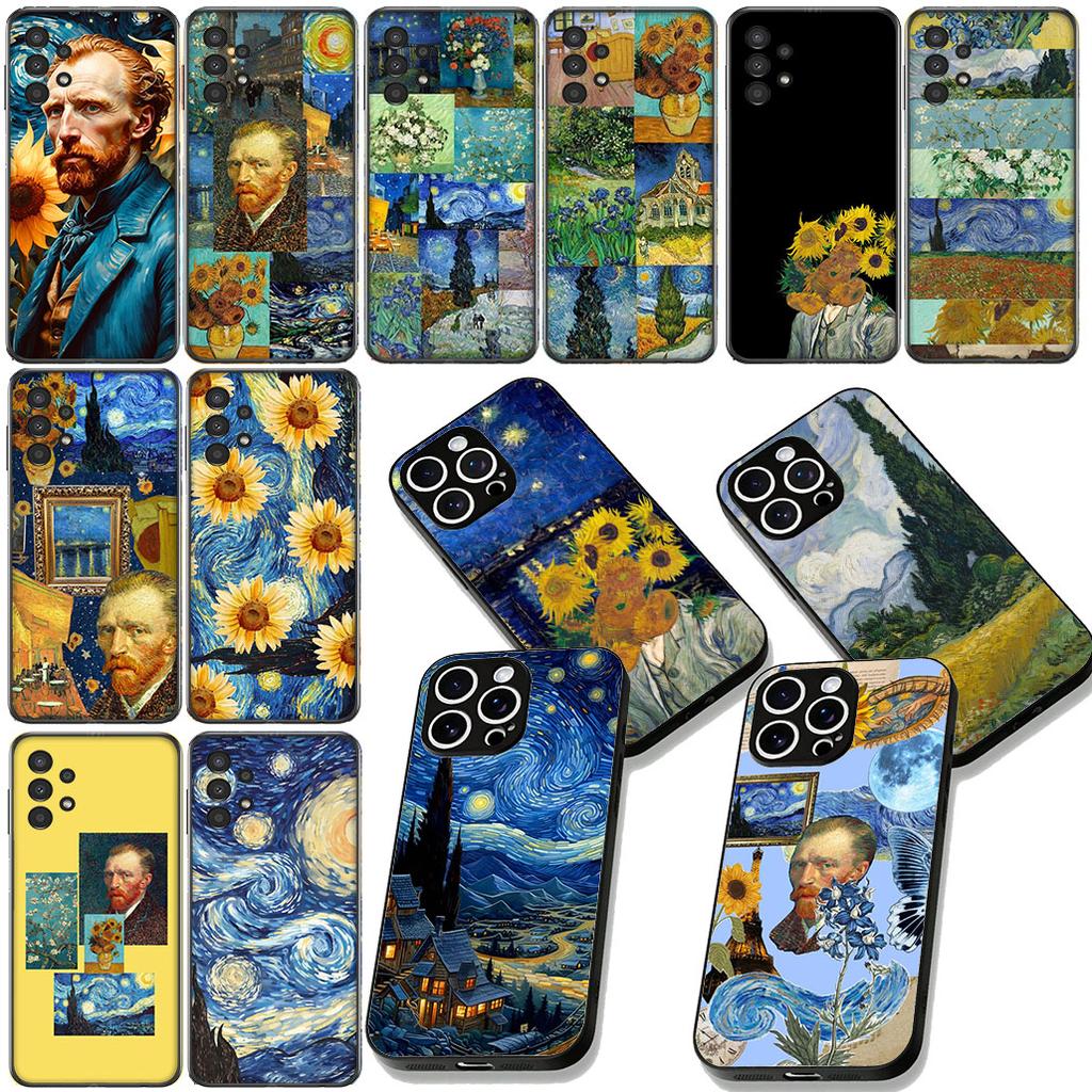 Van Sunflower Gogh Starry Night Painting Phone Case for Xiaomi Redmi Note 13 14 ProPlus Pro Plus 14C A4 13C Pro+ Note14 Cover