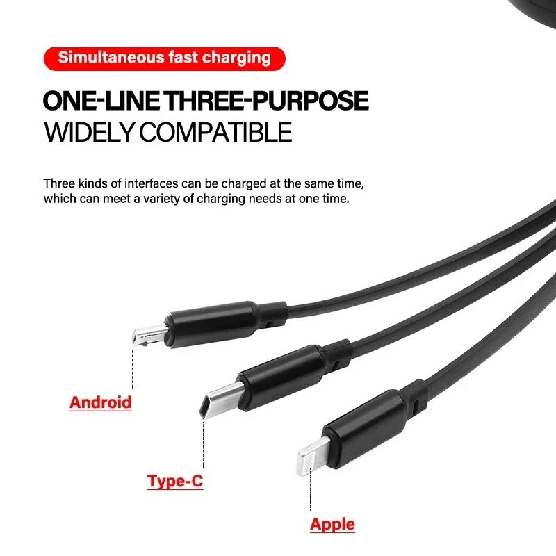 Car Accessories 3 In 1 Micro Cable Multi Charger For Toyota Corolla Yaris Chr Auris RAV4 Land Cruiser Camry Highlander