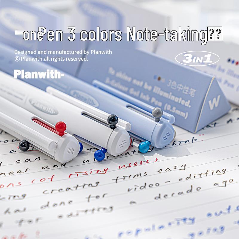Planen mit Tricolor Druckknopf 0,5mm Stift: Schnelltrocknendes, hochwertiges, mehrfarbiges schwarzes Schreibwarenwerkzeug
