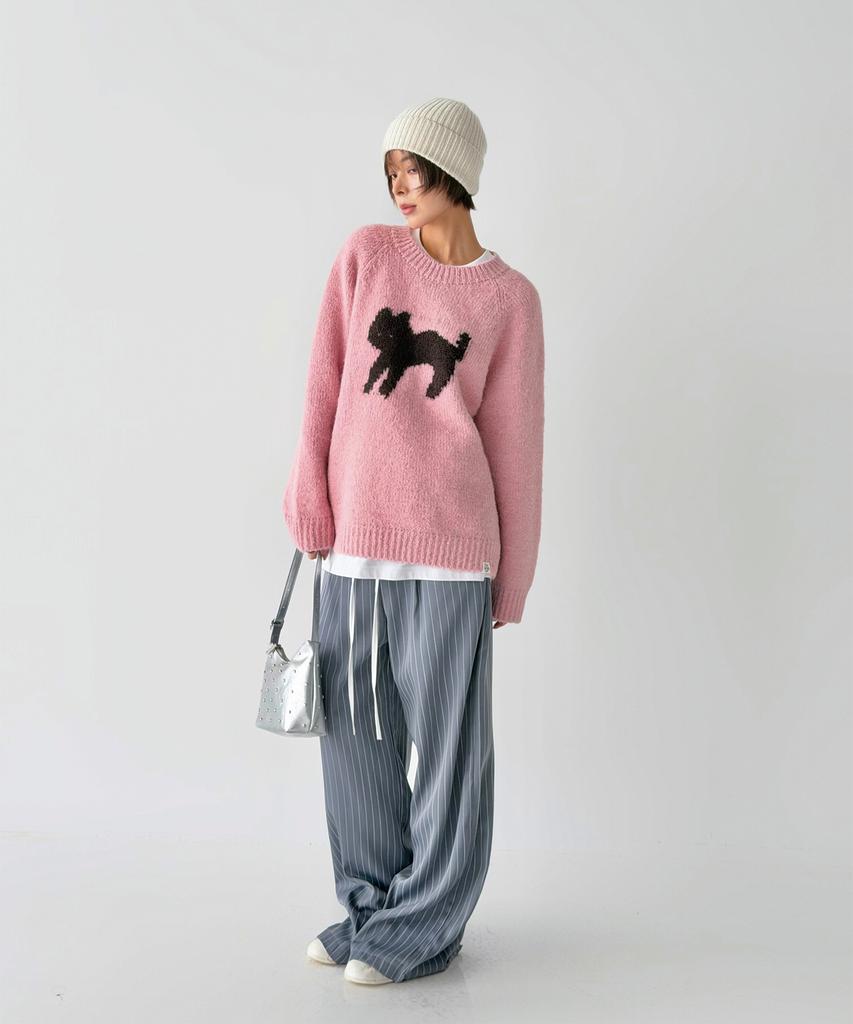 THE GREEN LAB Cat Jacquard Sweater [Pink]