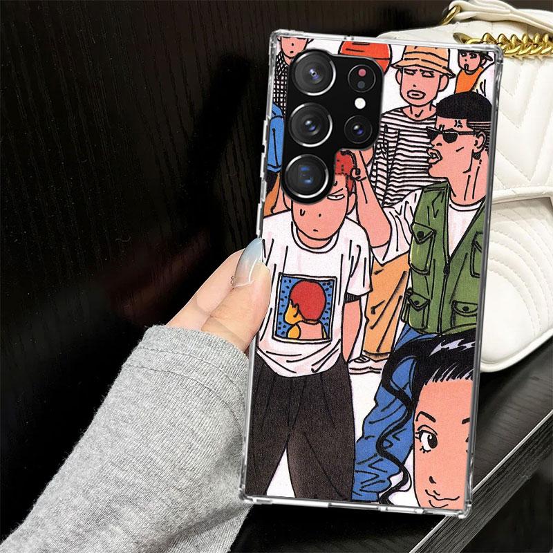 S-SLAM DUNK Cute Case for Samsung Galaxy S25 S24 S23 S22 Ultra Soft Phone Cover S25 Edge S21 Plus S20 FE S10 + Black Cover