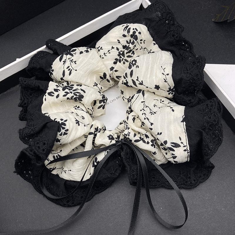 Elegant 2025 Retro Floral Lace Scrunchie with Bow for Women