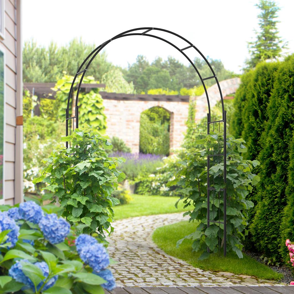 223cm Garden Arch Trellis, Outdoor Wedding Arbor for Ceremony for Climbing Roses, Vines and Plants